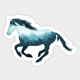 Dramabite Wild Horse Mustang Equine Double Exposure Wildlife Animal Sticker